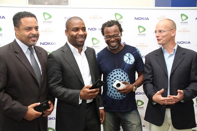 L-R: Maurice Phohleli General Manager, Etihad Airways, Nigeria & West Africa; Charles Ogunwuyi, Director, Retail Sales, Etisalat Nigeria; Kelechi Amadi-Obi, renowned photographer,  and Marcel Van-de-pas, Business Manager, Nokia West Africa, at the launch of Nokia Lumia 1020 held at Etisalat’s office, Ikoyi, Lagos yesterday